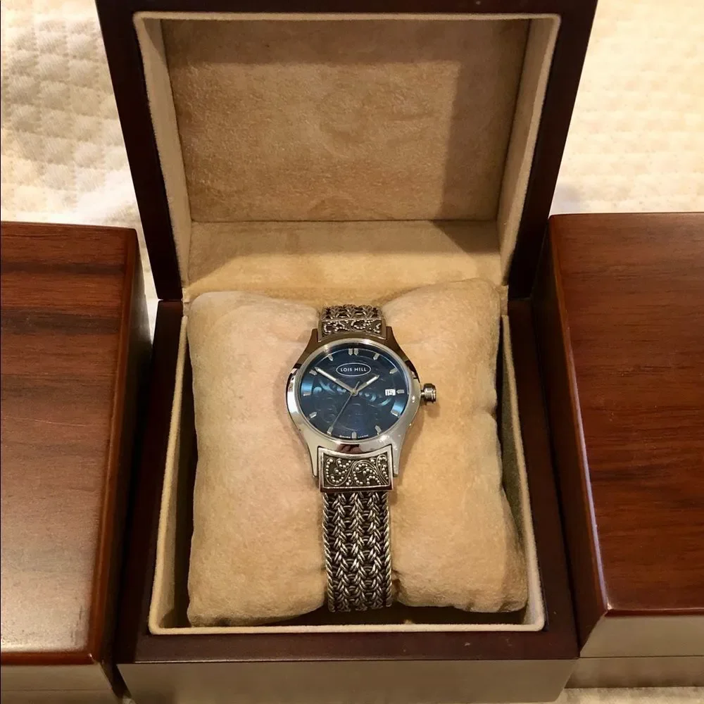 LOIS HILL Sterling Silver Watch Blue Face - Picture 4 of 13